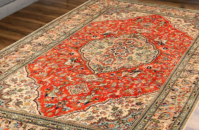 A clean prayer rug on the floor