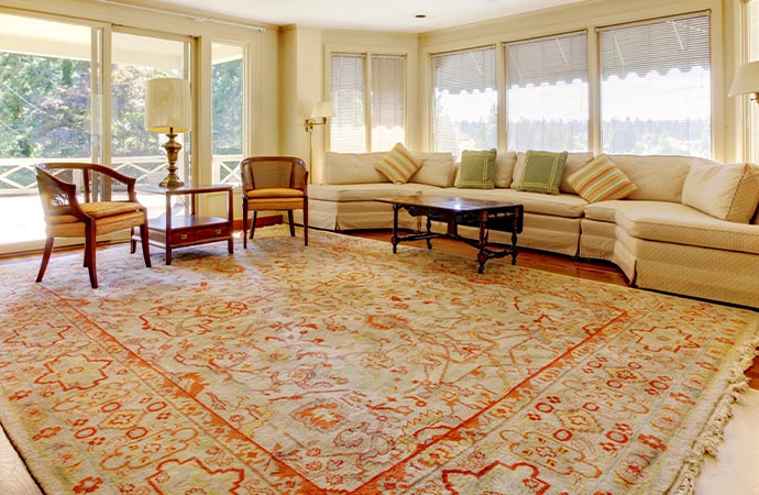 a clean rug installed in a living room