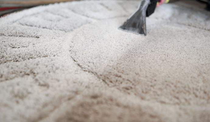 Rug cleaning using vacuum