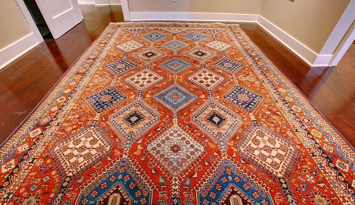 Colorful rug on floor