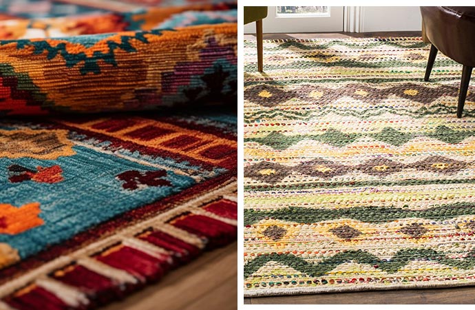 collage of wool and cotton rug