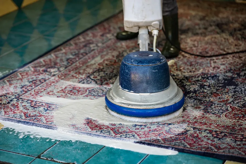 removing rug stain using disc machine